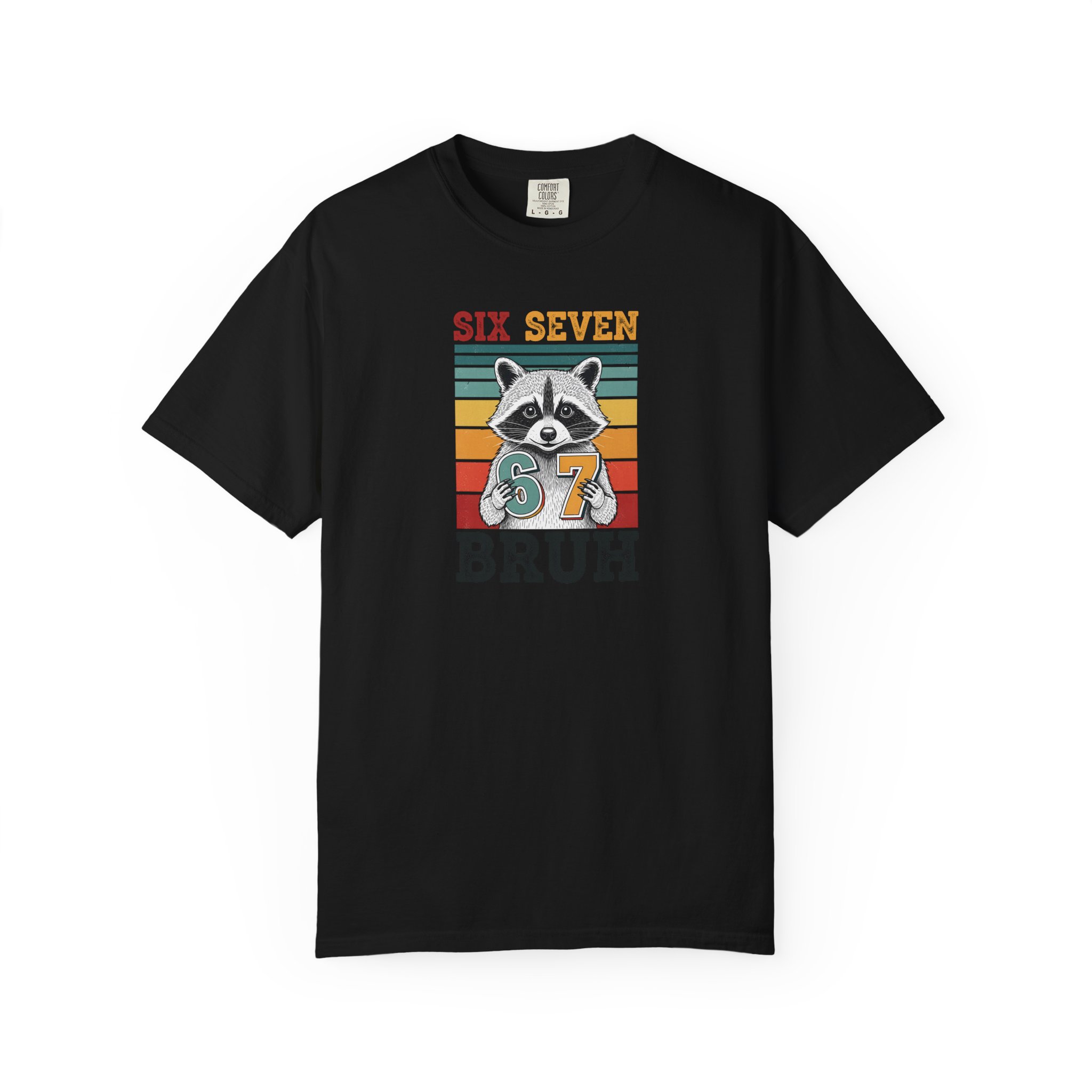Tricou cu raton retro și mesaj Six Seven Bruh, grafică vintage streetwear