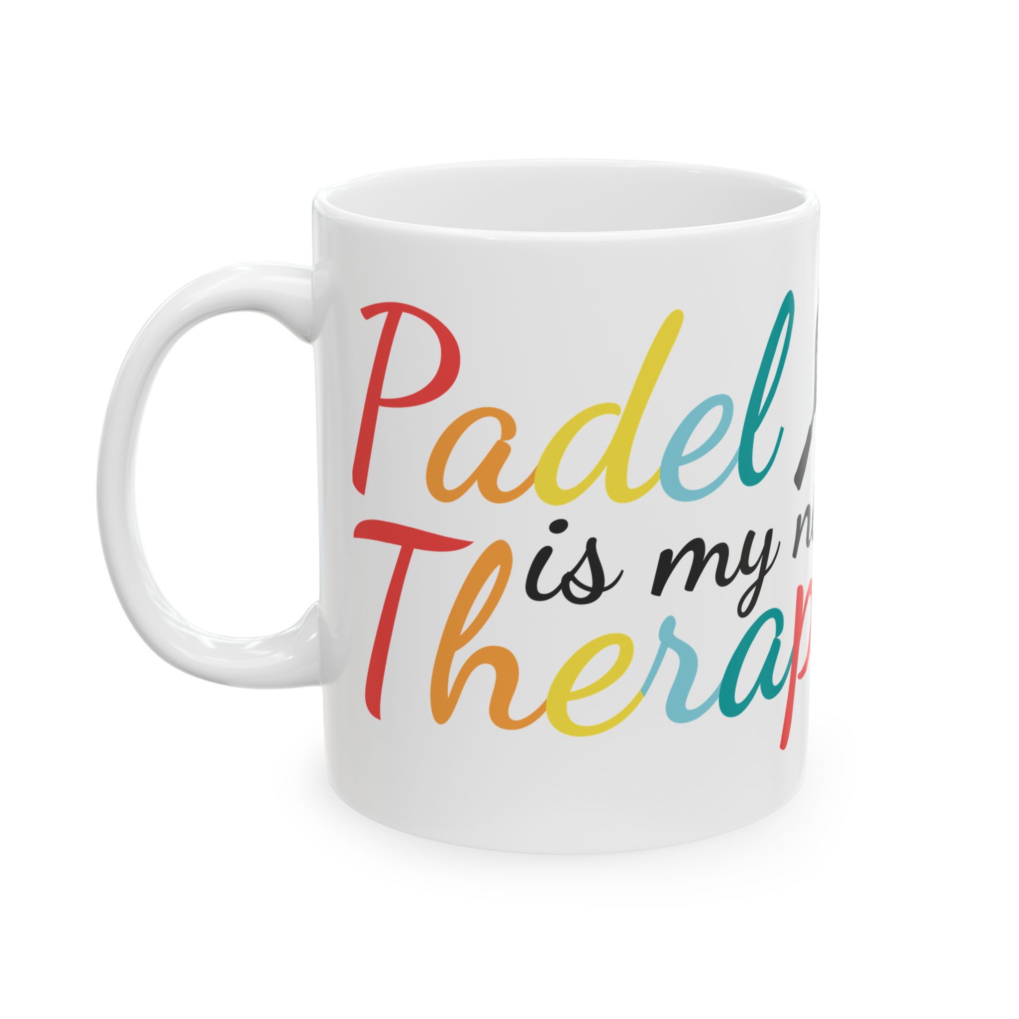 Cană padel „Padel Therapy” personalizată, cană ceramică pentru jucători de padel