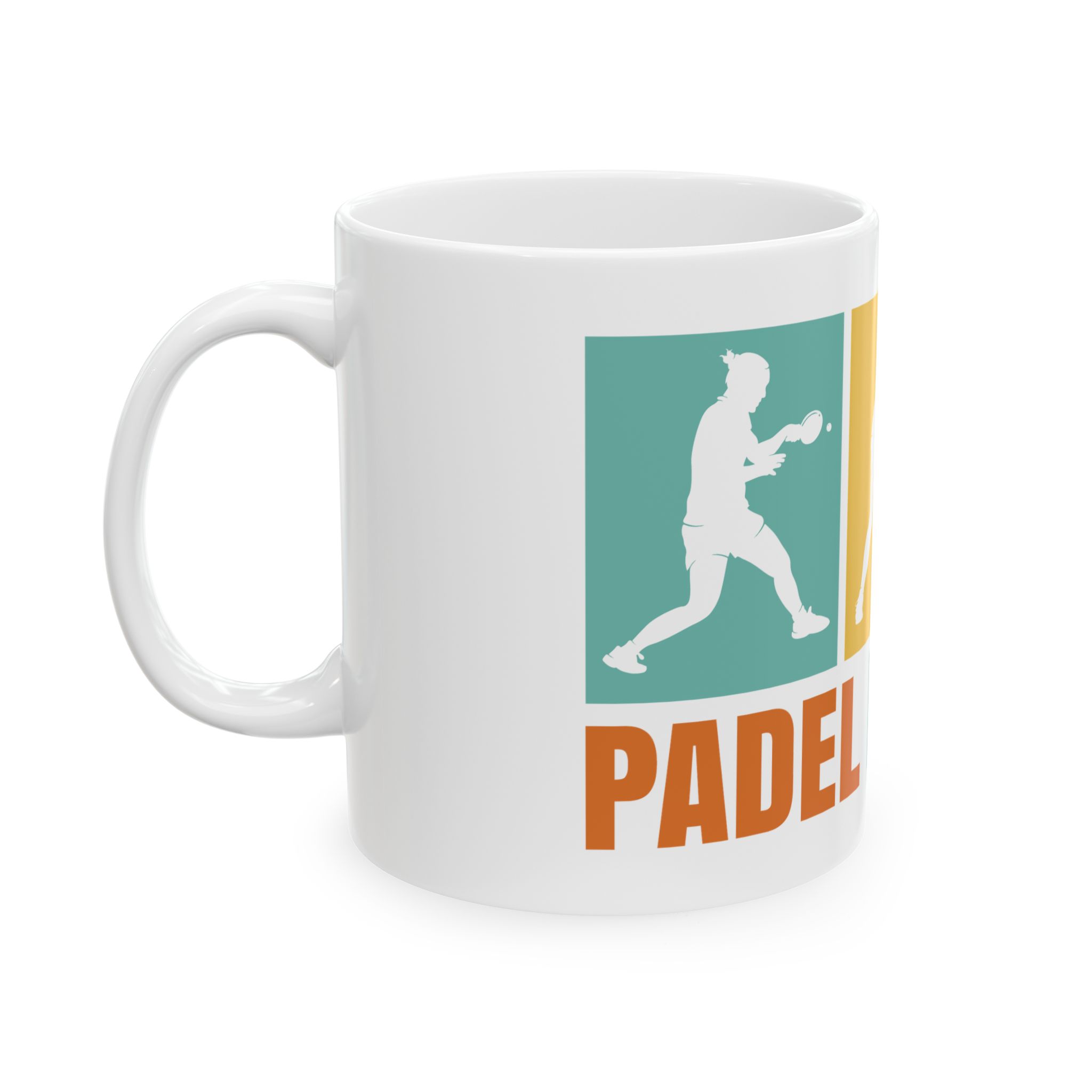 Cană personalizată padel „Padel is my cardio” cu linie puls și paletă de padel