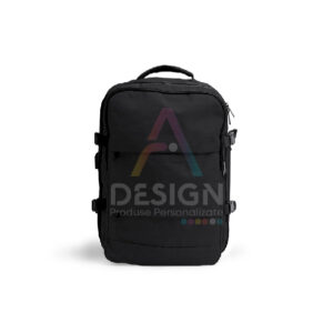 Rucsac multifuncțional negru – vedere frontală, design modern pentru școală și oraș