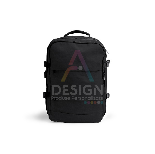 Rucsac multifuncțional negru – vedere frontală, design modern pentru școală și oraș