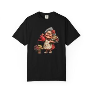 Tricou personalizat Bunica iubeste florile – Cadou emoțional pentru bunici | Alb & Negru, 100% bumbac