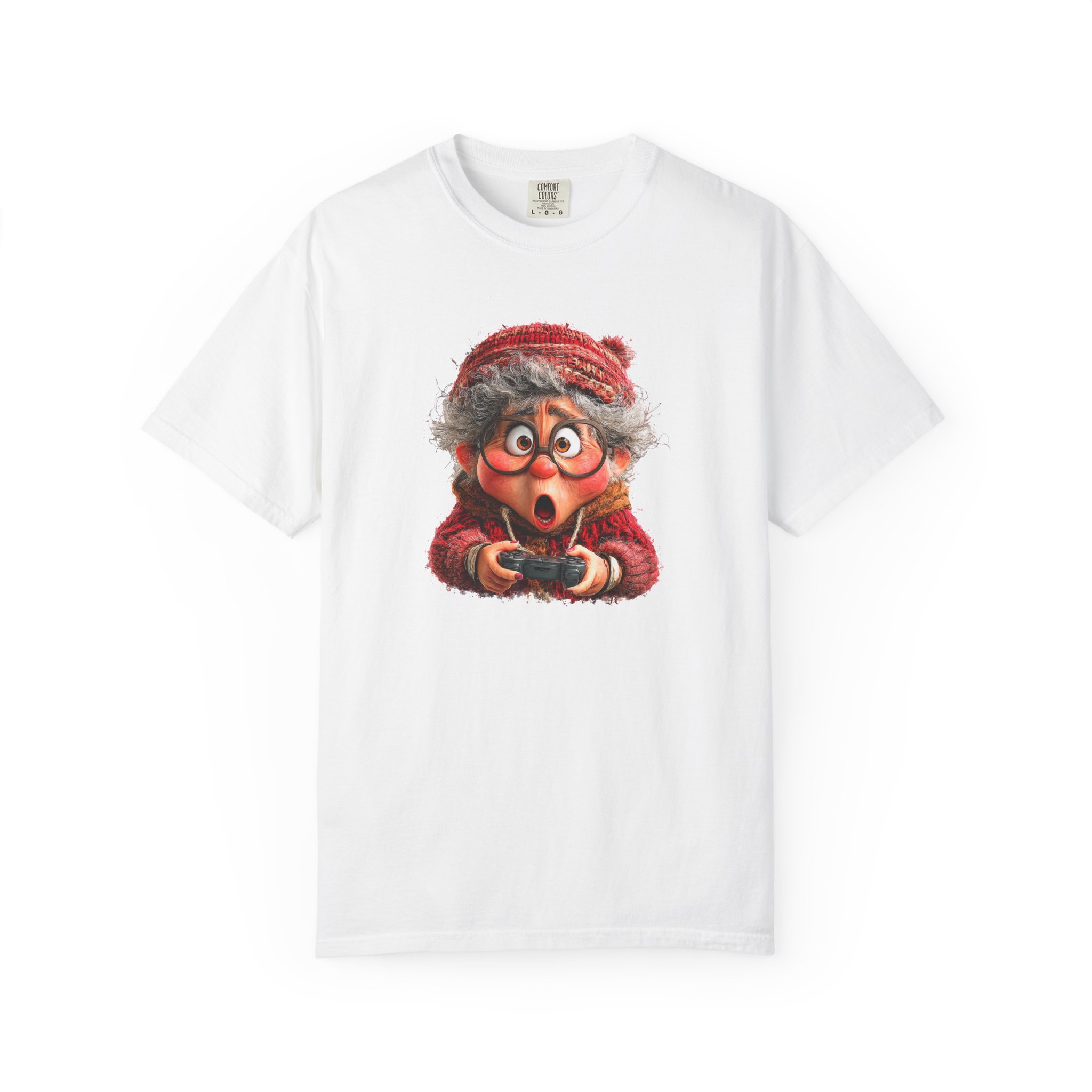 Tricou alb cu grafică Bunica PS5, simbol al familiei și iubirii pentru bunici