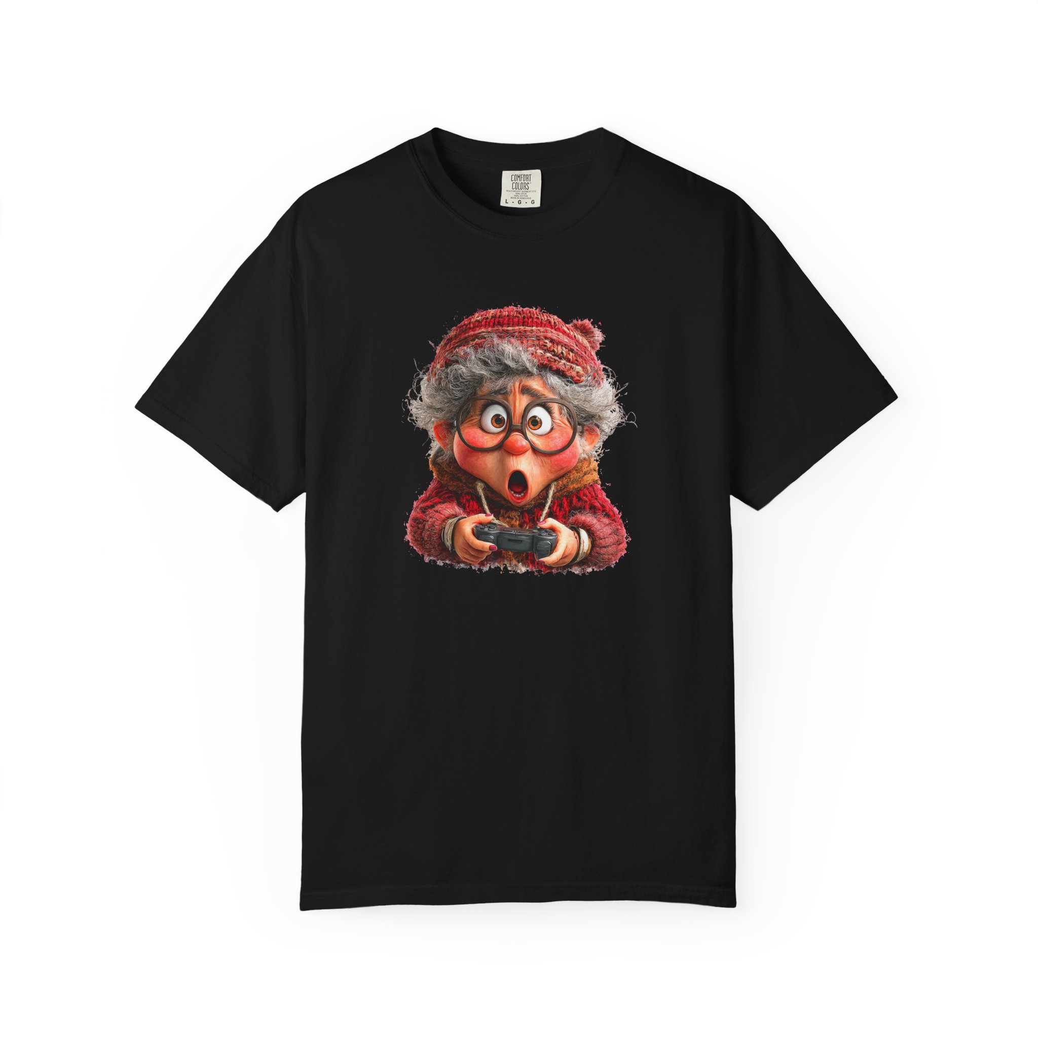 Tricou negru cu grafică Bunica PS5, simbol al familiei și iubirii pentru bunici