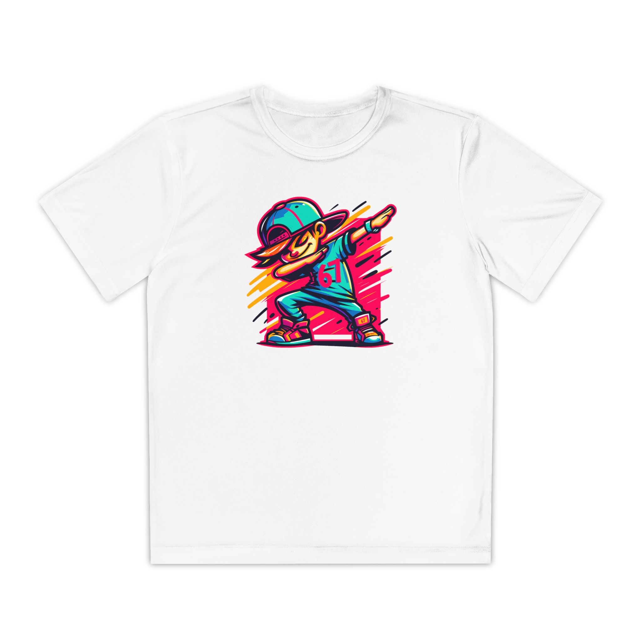 Tricou copii cu personaj cool stil street și simbol 67, design urban colorat